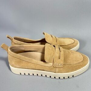 VIONIC Uptown Hybrid Light Tan Suede Slip-On Penny Loafers